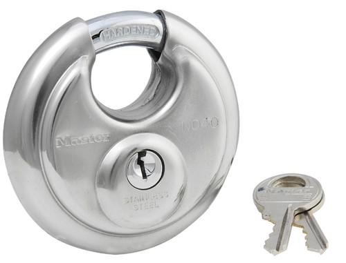Master Lock 40D Padlock, Keyed Different Key, Shrouded Shackle, 3/8 in Dia Shackle, Steel Shackle, Stainless Steel Body [SKU: ORG6459671]