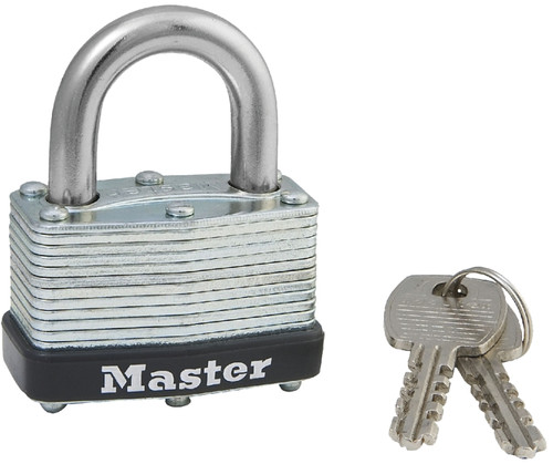 Master Lock 500D Laminated Padlock, Different Key, 9/32 in Dia Shackle, Steel Shackle, Steel Body, 1-3/4 in W Body [SKU: ORG6402697]