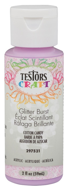 TESTORS 297521 Craft Paint, Glitter, Cotton Candy, 2 oz, Bottle [SKU: ORG4997391]