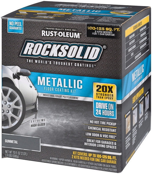 RUST-OLEUM ROCKSOLID 299743 Floor Coating Kit, High-Gloss, Gunmetal, Liquid, 70 oz [SKU: ORG7131162]