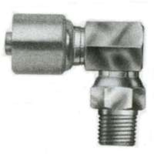 GATES MegaCrimp G25106-0808 Hose Coupling, 1/2-14, Crimp x NPTF, 90 deg Angle, Steel, Zinc [SKU: ORG6772396]