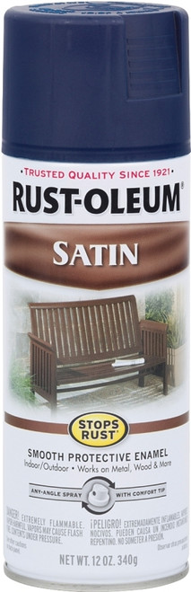 RUST-OLEUM STOPS RUST 300115 Enamel Paint, Low Satin, Classic Navy, 12 oz, Aerosol Can [SKU: ORG5451745]