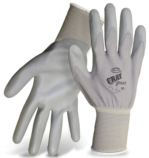 BOSS Gray Ghost 3000M General-Purpose Gloves, M, Knit Wrist Cuff, Polyurethane Coating, PVC Glove, Gray [SKU: ORG7259062]