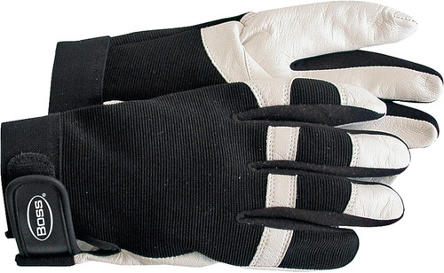 BOSS 4047L Medium-Duty Protective Gloves, L, Wing Thumb, Elastic Cuff, Goatskin Leather, White [SKU: ORG6132690]