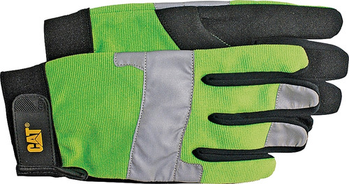 Cat CAT012214L High-Visibility Utility Gloves, L, Synthetic Leather, Black/Fluorescent Green [SKU: ORG6471783]