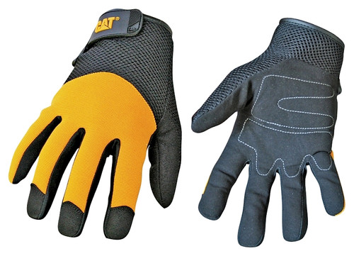 Cat CAT012215J Utility Gloves, Jumbo, Wrist Strap Cuff, Synthetic Leather, Black/Yellow [SKU: ORG9912643]