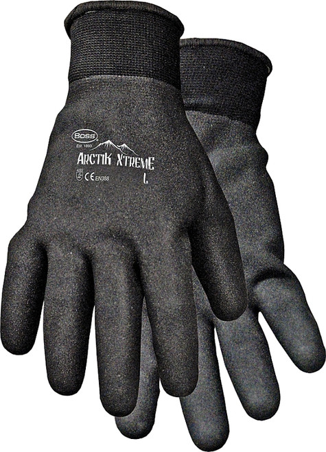 BOSS ARCTIK XTREME 7841L Protective Gloves, Unisex, L, Knit Wrist Cuff, Nitrile Coating, Nylon Glove, Black [SKU: ORG3980174]
