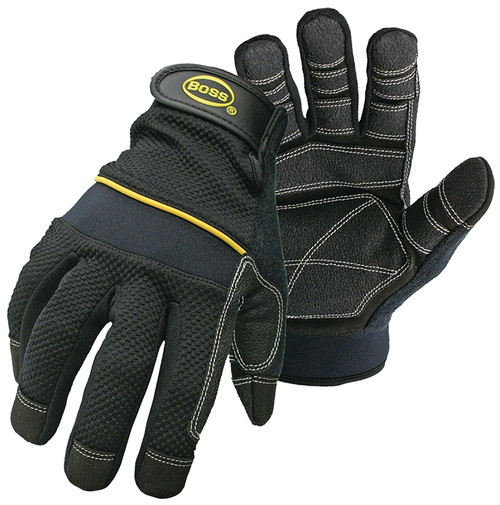BOSS 5202X Multi-Purpose Utility Gloves, XL, Wing Thumb, Wrist Strap Cuff, PVC/Synthetic Leather [SKU: ORG7283146]