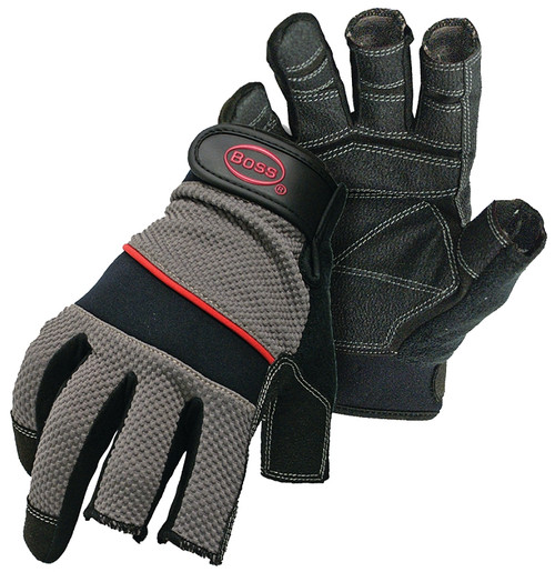 BOSS 5201X Breathable Carpenter Gloves, XL, Shortened Thumb, Wrist Strap Cuff, PVC [SKU: ORG7283195]