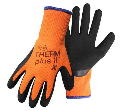 BOSS 7843L Extra-Heavy, Stretchable Gloves, L, Knit Wrist Cuff, Orange [SKU: ORG3980257]