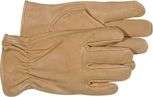 BOSS 4052M Driver Gloves, M, Keystone Thumb, Open, Shirred Elastic Back Cuff, Pigskin Leather, Tan [SKU: ORG6845309]
