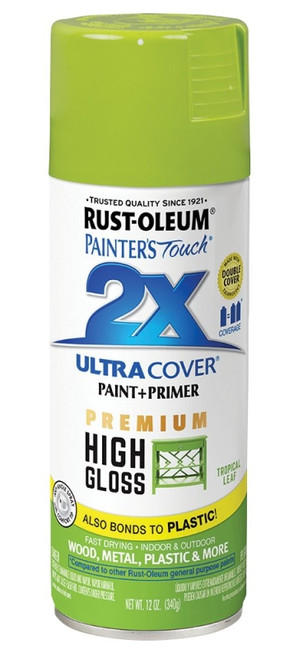 RUST-OLEUM PAINTER'S Touch 2X ULTRA COVER 331179 Spray Paint, High-Gloss, Tropical Leaf, 12 oz, Aerosol Can [SKU: ORG1192764]
