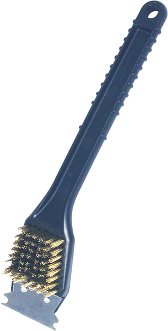 BIRDWELL 844-48 Barbecue Grill Brush with Metal Scraper, Brass Bristle, 3/4 in L Trim, Polypropylene Handle [SKU: ORG6645683]