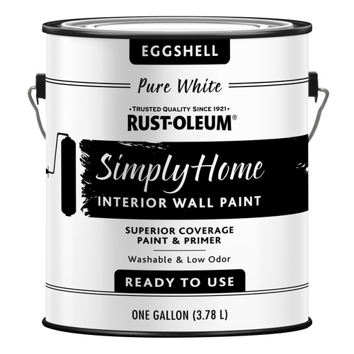 RUST-OLEUM 332141 Interior Paint, Eggshell, Pure White, 1 gal, Water Base [SKU: ORG1193002]