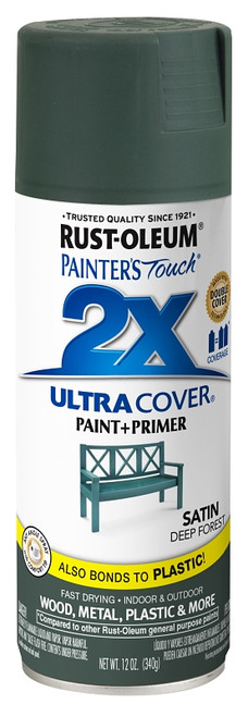 Painter's Touch Ultra Cover 342062 Spray Paint, Satin, Deep Forest, 12 oz, Can [SKU: ORG2429736]