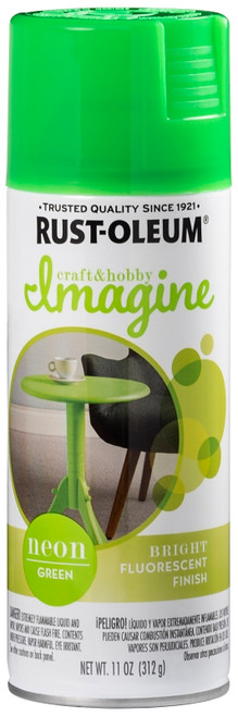 RUST-OLEUM Imagine Craft & Hobby 345654 Spray Paint, Neon Green, 11 oz, Aerosol Can [SKU: ORG2429868]