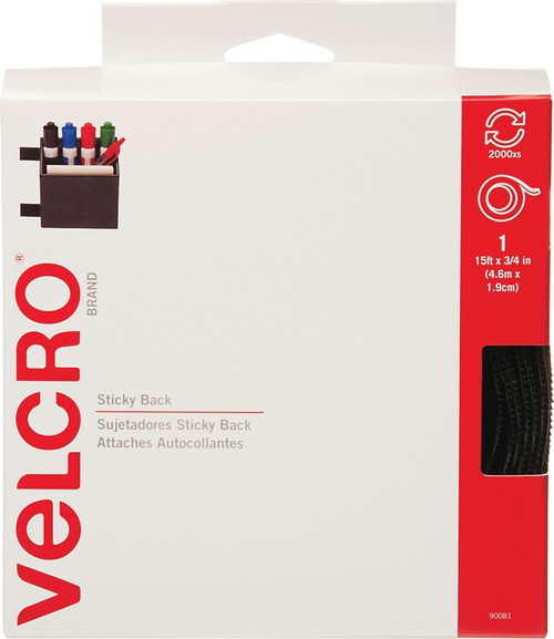 VELCRO Brand 90082 Fastener, 3/4 in W, 15 ft L, Nylon, White, Rubber Adhesive [SKU: ORG6994826]