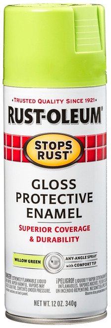 Stops Rust 347025 Protective Enamel Spray Paint, Gloss, Willow Green, 12 oz, Aerosol Can [SKU: ORG2430908]