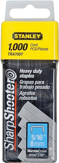 STANLEY TRA705T Narrow Crown Staple, 27/64 in W Crown, 5/16 in L Leg, Galvanized, 24 ga Gauge [SKU: ORG9421983]
