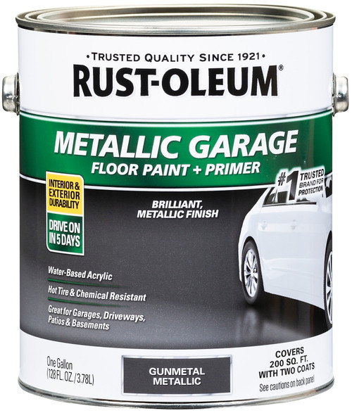 RUST-OLEUM 349353 Concrete and Garage Floor Paint, Metallic, Gun Metal, 1 gal [SKU: ORG2430601]