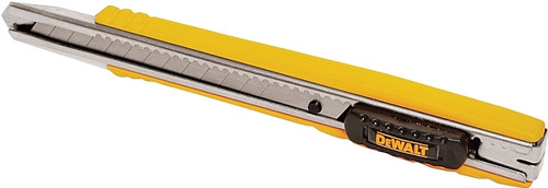 DeWALT DWHT10037 Utility Knife, 3-1/4 in L Blade, 9 mm W Blade, Metal Blade, Ribbed Handle, Black/Yellow Handle [SKU: ORG8602625]