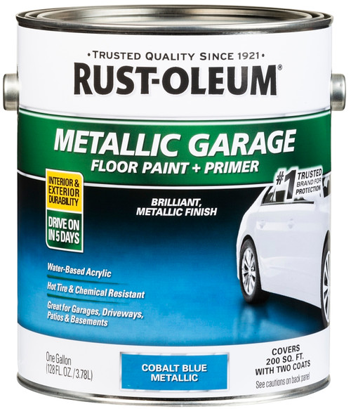 RUST-OLEUM 349354 Concrete and Garage Floor Paint, Metallic, Cobalt Blue, 1 gal [SKU: ORG2430619]