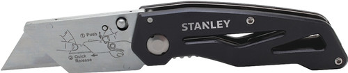STANLEY 10-855 Utility Knife, 2-7/16 in L Blade, Aluminum Blade, Black/Gray Handle [SKU: ORG7151541]