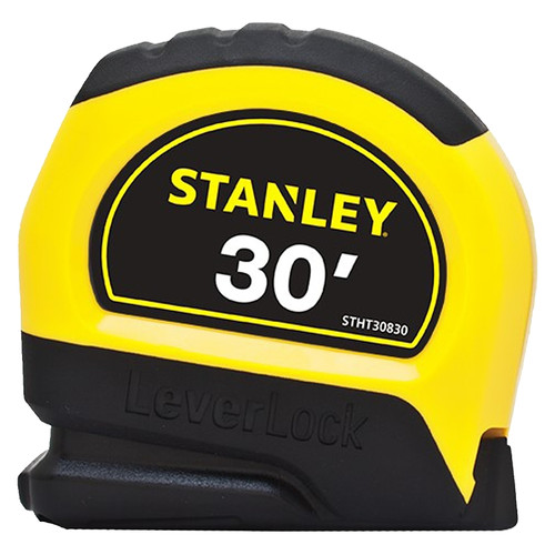 STANLEY STHT30830 Measuring Tape, 30 ft L Blade, 1 in W Blade, Steel Blade, ABS Case, Black/Yellow Case [SKU: ORG7154610]