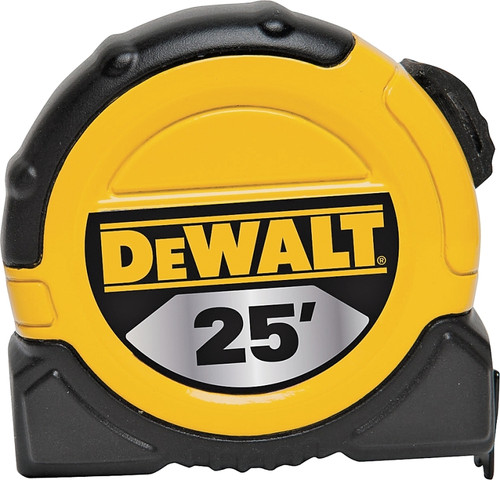 DeWALT DWHT36107 Tape Measure, 25 ft L Blade, 1-1/8 in W Blade, Steel Blade, ABS Case, Black/Yellow Case [SKU: ORG0478321]