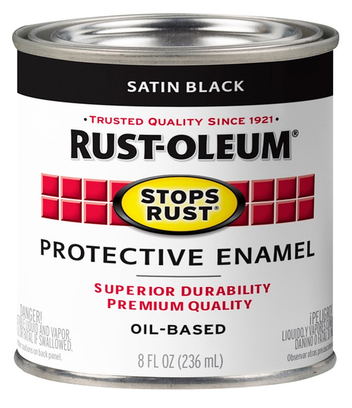 RUST-OLEUM Stops Rust 353491 Protective Enamel Paint, Satin, Black, 8 oz [SKU: ORG2430825]