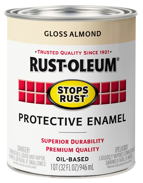RUST-OLEUM Stops Rust 353574 Protective Enamel Paint, Gloss, Almond, 1 qt [SKU: ORG2430684]