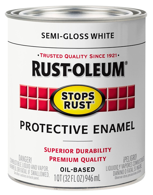 RUST-OLEUM Stops Rust 353584 Protective Enamel Paint, Semi-Gloss, White, 1 qt [SKU: ORG2430742]
