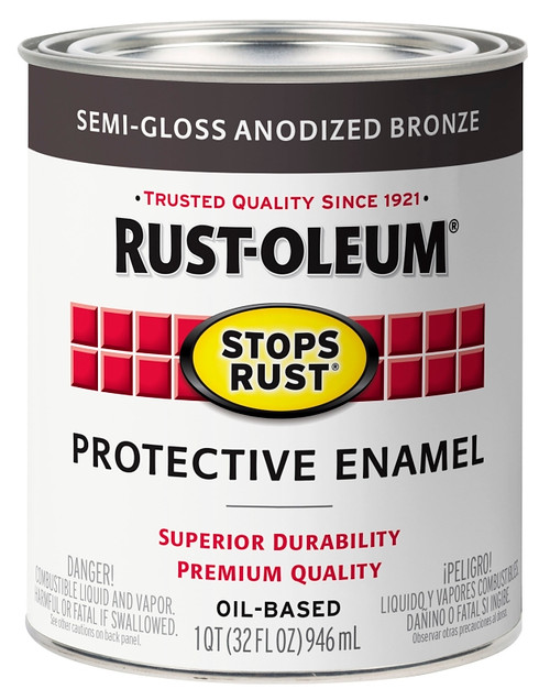 RUST-OLEUM Stops Rust 353585 Protective Enamel Paint, Semi-Gloss, Anodized Bronze, 1 qt [SKU: ORG2430734]