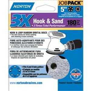 NORTON 04037 Sanding Disc, 5 in Dia, 11/16 in Arbor, Coated, P180 Grit, Fine, Alumina Ceramic Abrasive, Spiral [SKU: ORG3309218]