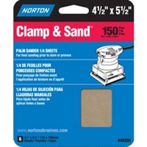 NORTON 48300 Multi-Stand Sheet, 4-1/2 in W, 5-1/2 in L, 150 Grit, Fine, Aluminum Oxide Abrasive, Paper Backing [SKU: ORG3308699]