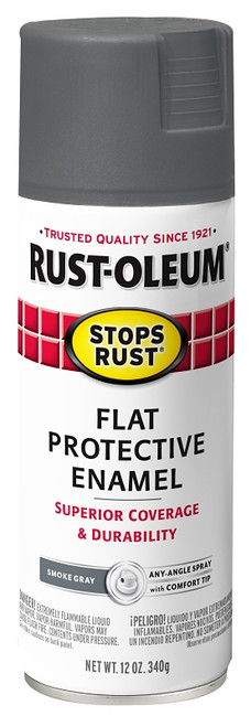 Stops Rust 366346 Protective Enamel Paint, Flat, Smoke Gray, 12 oz, Aerosol Can [SKU: ORG7448160]