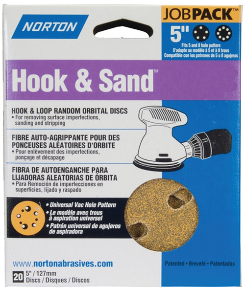 NORTON 49212 Sanding Disc, 5 in Dia, Coated, P150 Grit, Fine, Aluminum Oxide Abrasive, C-Weight Paper Backing [SKU: ORG4494639]