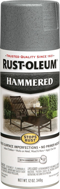 RUST-OLEUM STOPS RUST 7214830 Spray Paint, Hammered, Gray, 12 oz, Aerosol Can [SKU: ORG6238364]