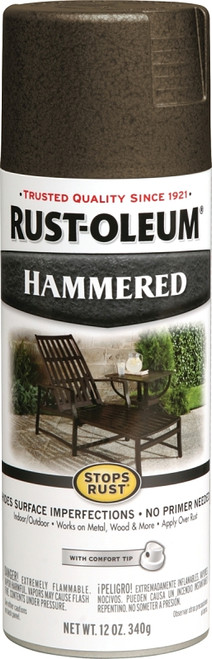 RUST-OLEUM STOPS RUST 7218830 Spray Paint, Hammered, Dark Bronze, 12 oz, Aerosol Can [SKU: ORG9124272]