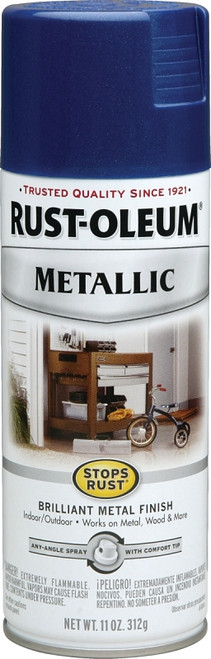RUST-OLEUM STOPS RUST 7251830 Metallic Spray Paint, Metallic, Cobalt Blue, 11 oz, Aerosol Can [SKU: ORG6249312]