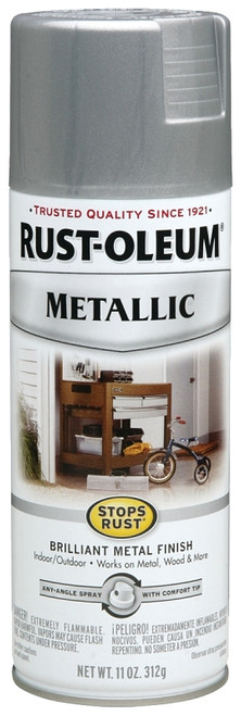 RUST-OLEUM STOPS RUST 7271830 Metallic Spray Paint, Metallic, Silver, 11 oz, Aerosol Can [SKU: ORG6244362]