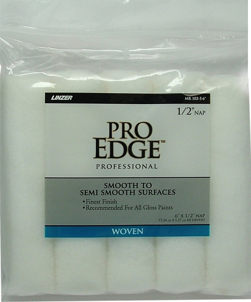 Linzer MR 102-5 6IN Paint Roller Cover, 1/2 in Thick Nap, 6 in L, Fabric Cover, White [SKU: ORG5886478]