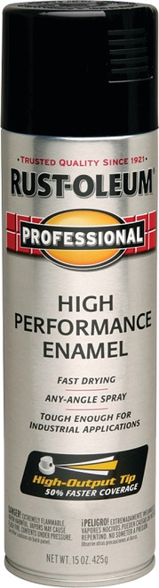 RUST-OLEUM 7579838 High Performance Enamel Spray Paint, Gloss, Black, 15 oz, Aerosol Can [SKU: ORG6786438]