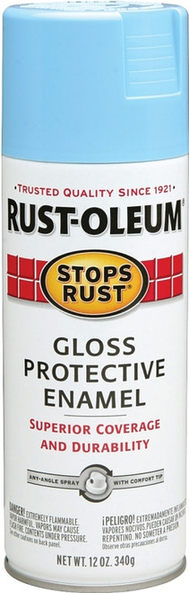 RUST-OLEUM STOPS RUST 7722830 Protective Enamel Spray Paint, Gloss, Harbor Blue, 12 oz, Aerosol Can [SKU: ORG2555282]