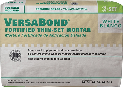 CUSTOM VersaBond Flex Series MTSW50 Thin-Set Mortar, White, Powder, 50 lb Bag [SKU: ORG5808449]
