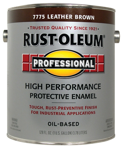 RUST-OLEUM PROFESSIONAL 7775402 Protective Enamel, Gloss, Leather Brown, 1 gal Can [SKU: ORG8959355]