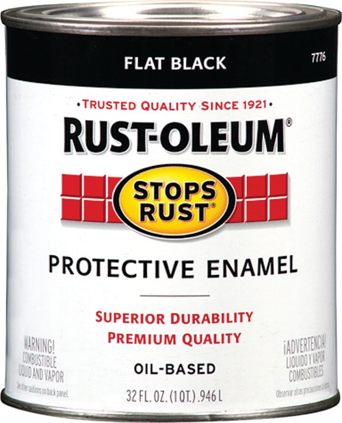RUST-OLEUM STOPS RUST 7776502 Protective Enamel, Flat, Black, 1 qt Can [SKU: ORG8564221]
