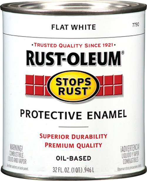 RUST-OLEUM STOPS RUST 7790502 Protective Enamel, Flat, White, 1 qt Can [SKU: ORG8566119]