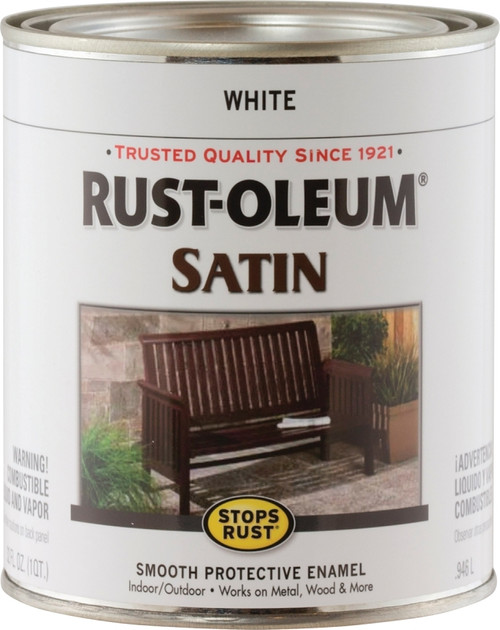 RUST-OLEUM STOPS RUST 7791502 Satin Enamel, Satin, White, 1 qt, Can [SKU: ORG8397093]