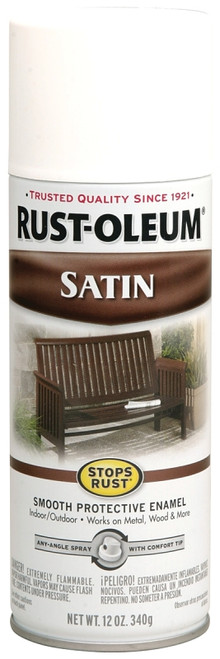RUST-OLEUM STOPS RUST 7791830 Enamel Paint, Low Satin, White, 12 oz, Aerosol Can [SKU: ORG2569200]